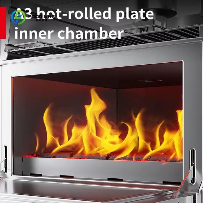 Grill au charbon de bois multifonctionnel pour bœuf et steak, four à barbecue pour restaurants de burgers, cuisson uniforme, durabilité, personnalisation, nettoyage facile, événements privés, fêtes familiales, soirées entre amis