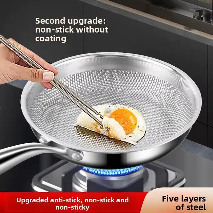 Poêle à fond plat en acier inoxydable 316L non revêtue antiadhésive pour la cuisson des œufs