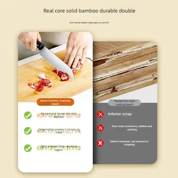 Planche à découper en bambou multifonctionnelle pour fruits, légumes, viandes et pain - Idéal pour cuisine et présentation, facile à suspendre et à nettoyer