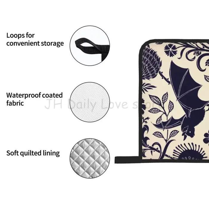 Ensembles de 4 mitaines de four et porte-casseroles en forme de fleur de chauve-souris d'Halloween