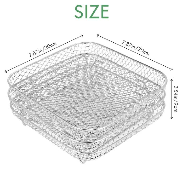 Support de Friteuse à Air Cosori 8 Pouces Empilable Trois Couches Matériau Inoxydable Qualité Alimentaire Pour Cuisson et Déshydratation Occasions Spéciales