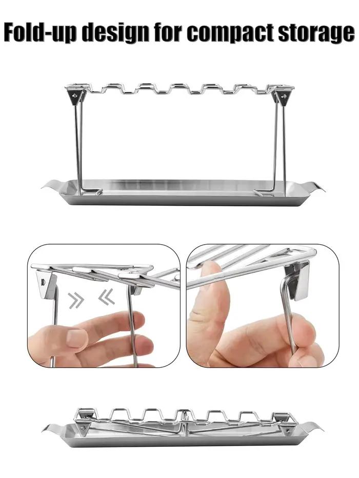 Support de jambe de poulet pour gril avec plateau d'égouttage en acier inoxydable pour fumeurs et barbecues familiaux occasions spéciales