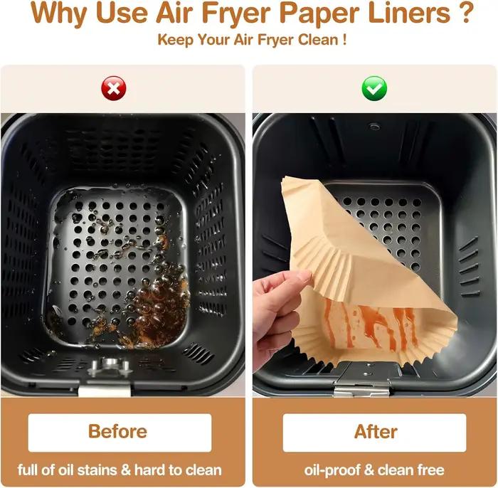 Papier pour friteuse à air double zone, 100 pièces 22x14 cm, papier antiadhésif jetable pour friteuse à air Cecotec/Masterpro/Ninja AF300EU/AF400EU