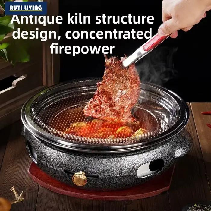 Barbecue portable sans fumée pour la maison, l'extérieur, le camping, le jardin, avec grille en maille, compatible charbon de bois