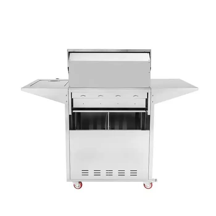 Cuisine BBQ Modulaire Extérieure Moderne avec Four à Gaz, Grill sans Fumée sur Chariot, Grilles de Barbecue Premium DIY pour Fêtes de Jardin