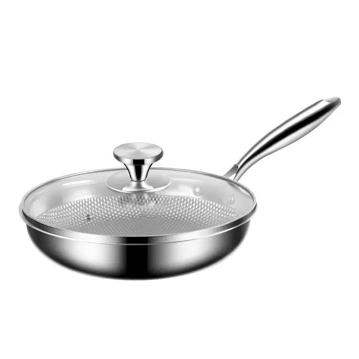 Poêle à fond plat en acier inoxydable 316L non revêtue antiadhésive pour la cuisson des œufs