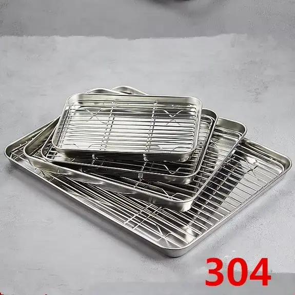 Plateau de cuisson en acier inoxydable 304 pour gâteaux, barbecue, four, brownies, rôtissage et grillades occassions familiales et soirées entre amis