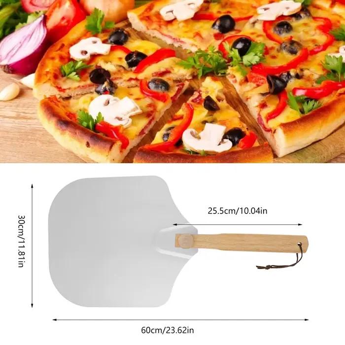 Frêne à pizza antiadhésif avec poignée en bois