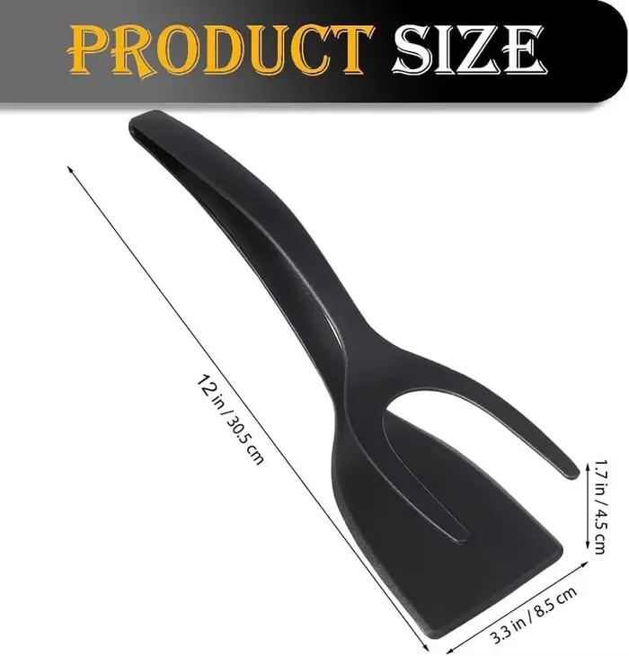 Spatule multifonctionnelle en Nylon 2 en 1 poignée Flip pinces oeuf Flipper spatule revêtement antiadhésif crêpes poisson française toast omelette faisant outil gris clair ivoire vert armée
