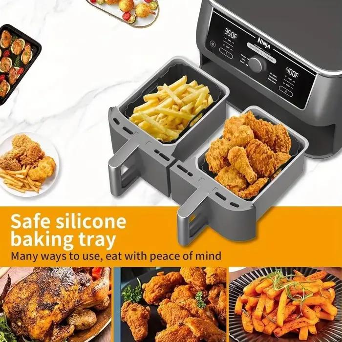 2 pièces de doublures pour friteuse à air Ninja DZ401/DZ550/DZ302 et Foodi - Antiadhésives - Plaques de cuisson en