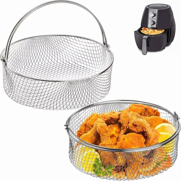 Paniers de gril pour friteuses à air accessoire de remplacement panier à vapeur en acier inoxydable pour marmite instantanée four cuiseur à vapeur polyvalent pour cuisine occassions spéciales