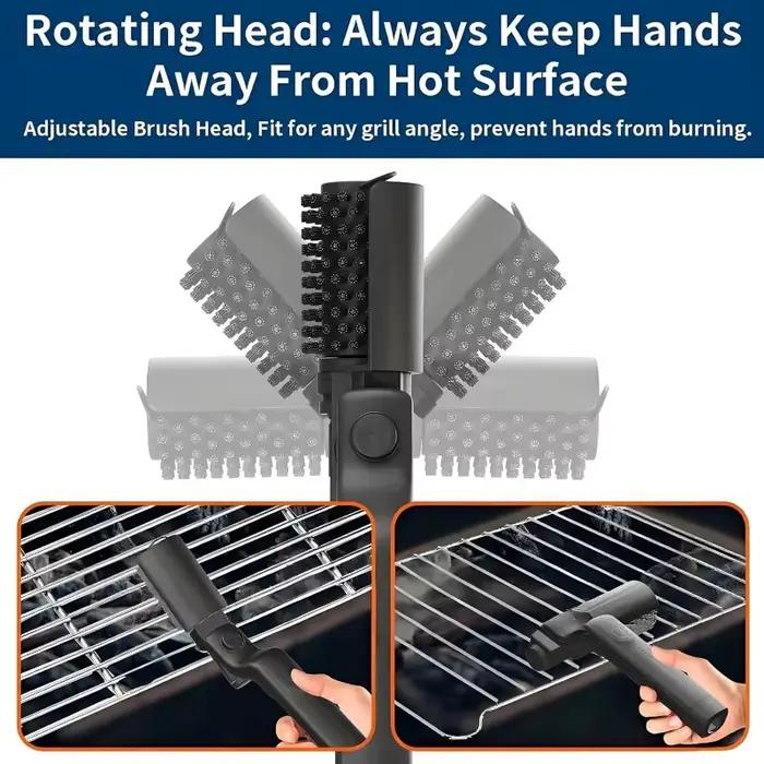 Brosse de nettoyage électrique rechargeable pour barbecue sans fil 3 vitesses 180° réglable en acier inoxydable pour nettoyage facile en plein air camping jardin occasions spéciales
