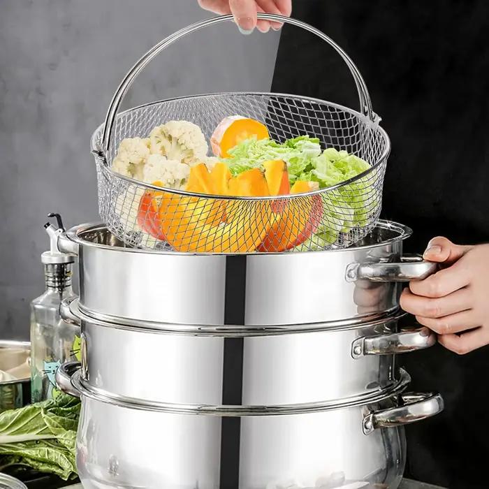 Paniers de gril pour friteuses à air accessoire de remplacement panier à vapeur en acier inoxydable pour marmite instantanée four cuiseur à vapeur polyvalent pour cuisine occassions spéciales