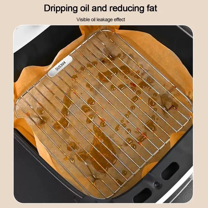 Grille de cuisson ronde carrée en acier inoxydable 304 épaissi pour friteuse à air