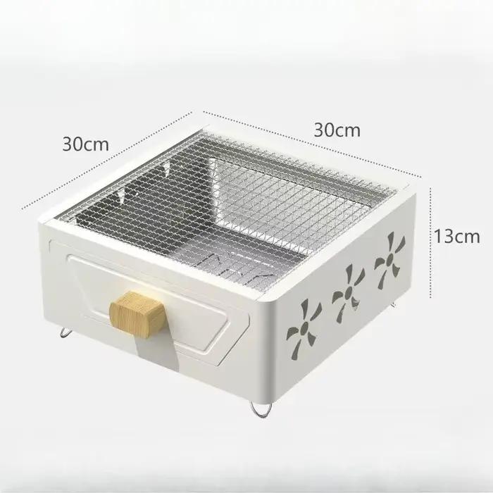 Nouveau modèle 2026 Barbecue à charbon de bois compact carré fermé, multifonctionnel avec tiroir, pour la cuisson du thé et la grillade