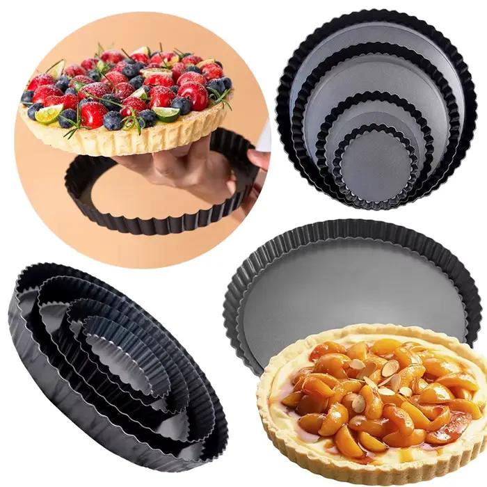 Fonds de moule à tarte IFITU PUBO antiadhésifs cannelés acier au carbone pour tarte, gâteau, Quiche, Desserts 4/6/8/9 pouces occasions spéciales
