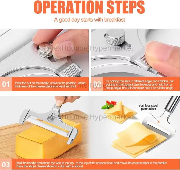 Paquet de 2 trancheuses à fromage coupe-fromage avec outil d'avion à fromage coupe-fromage à épaisseur réglable pour fromages durs mi-semi-durs matériau métal écolo-friendly occassions familiales entreprises quotidiennes