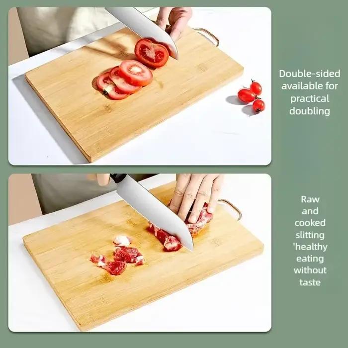 Planche à découper en bambou multifonctionnelle pour fruits, légumes, viandes et pain - Idéal pour cuisine et présentation, facile à suspendre et à nettoyer