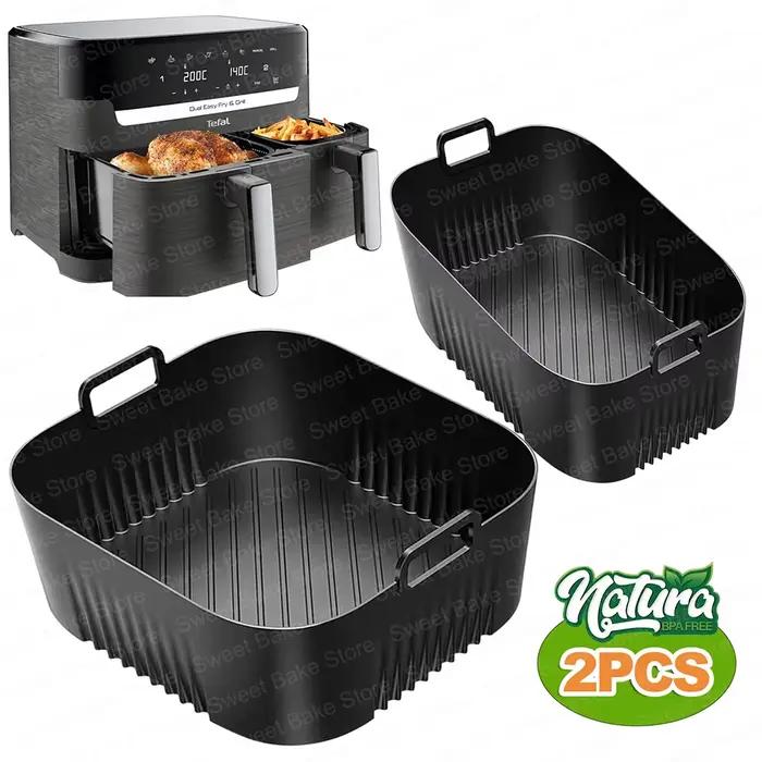 Moules de cuisson en silicone réutilisables pour friteuse à air chaud Tefal EY9018 Dual Easy Fry 5.2/3.1L Cecotec 5.5/3.5L Lakeland 5L/3L pour des plats sains et savoureux
