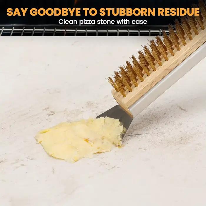 Brosse pour four à pizza avec raclette - Brosse pour pierre à pizza