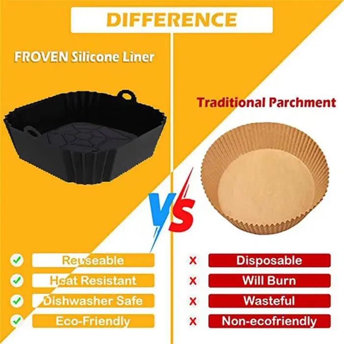 Doublures carrées réutilisables en silicone pour friteuse à air