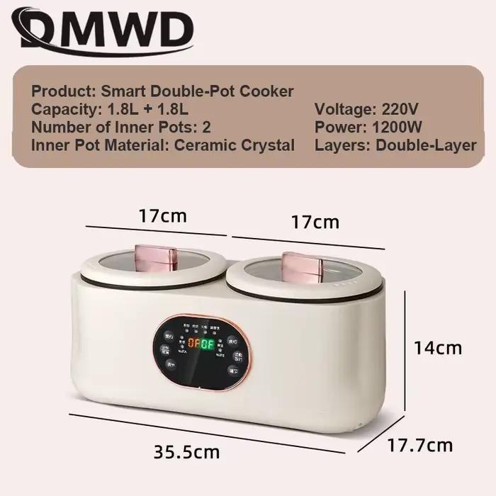 Cuiseur Électrique Multifonctionnel à Double Pot Intelligent pour Cuisiner à Riz Marmite Chaude Ragoût à la Vapeur Minuterie Soupe Occasions Familiales Amateurs Professionnels