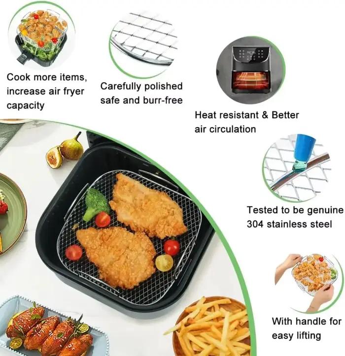 Panier de friteuse à air en acier durable pour la vapeur et la rôtisserie modernes à offrir pour une cuisine saine et pratique