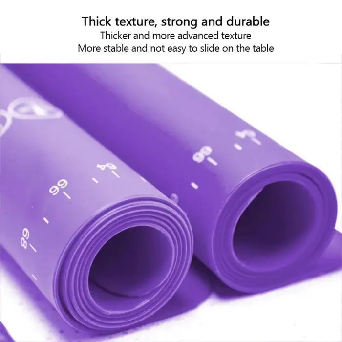 Tapis de pâtisserie en silicone Galavilly violet pour pâtisserie non adhérente et durable planche à pâtisserie avec échelle et instructions de cuisson pour fondant gâteau tarte pizza biscuits facile à nettoyer