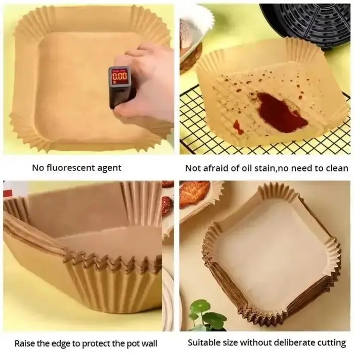 Papier spécial pour friteuse à air tasse en papier moule à gâteau outils de pâtisserie cuisson résistant à l'huile absorbant l'huile ménage 50 pièces 100 pièces