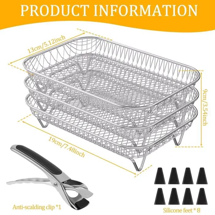 Air friteuse support carré pour four 3 couches empilable déshydrateur