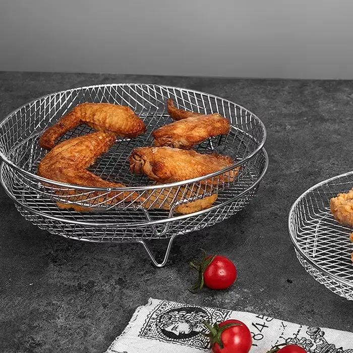 Grille empilable en acier inoxydable à 3 niveaux pour friteuse à air, four et grill, ustensile de cuisine pour cuisiner plusieurs aliments