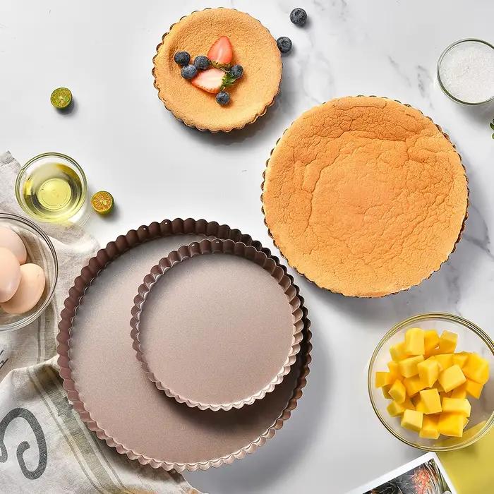 Moule à tarte cannelé acier au carbone fond amovible antiadhésif outils à gâteaux cuisson uniforme desserts professionnels occasions spéciales