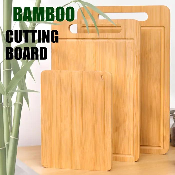 Planche à découper en bambou LWLYBH pour cuisine, double face, rectangulaire, épaisse, durable, hygiénique, pour viandes, légumes et fruits ```