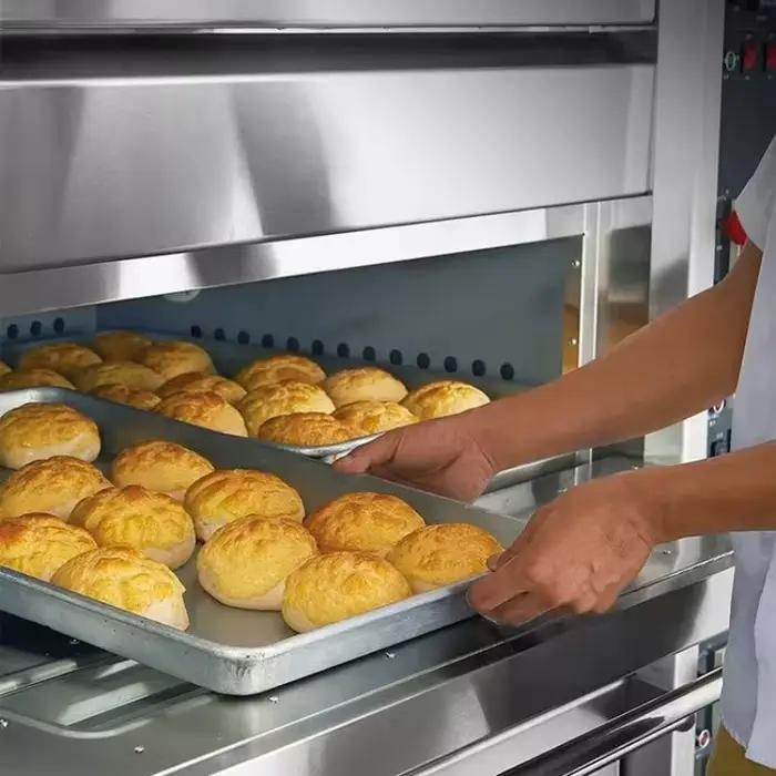 Four électrique à deux étages et deux plateaux pour pizza et pain, matériel en acier inoxydable, idéal pour boulangerie et pizzéria, haute efficacité et facile à utiliser