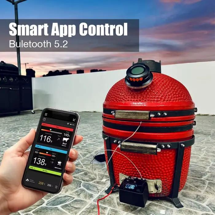 Thermomètre de four numérique Bluetooth pour barbecue, grill, four et fumoir - Surveillance de température précise et contrôle à distance pour la cuisson de viandes et légumes