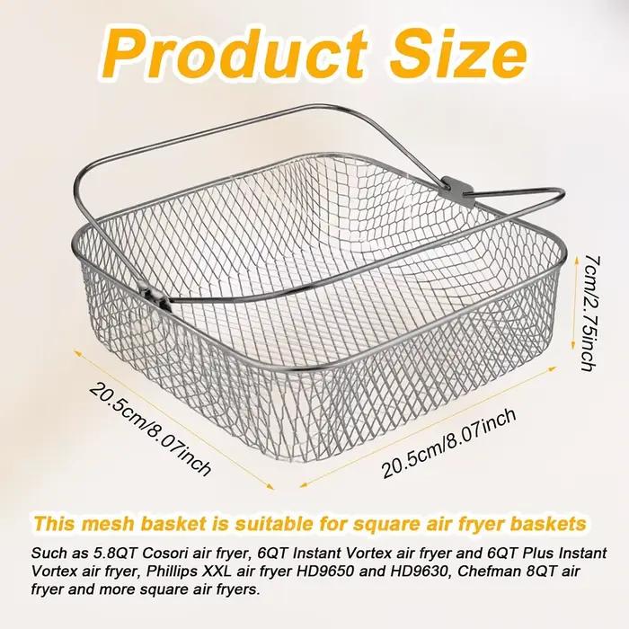 Panier vapeur en acier inoxydable 304 pour friteuses à air Cosori Vortex Phillips occasions spéciales croustillants sains et délicieux