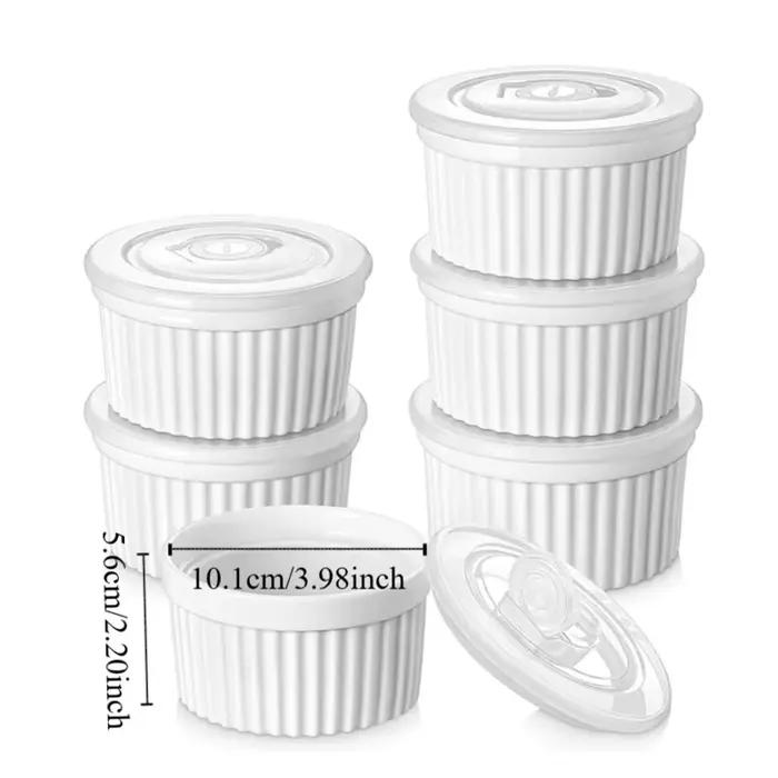 Bol de cuisson en porcelaine Ramekin de 8 Oz avec couvercle