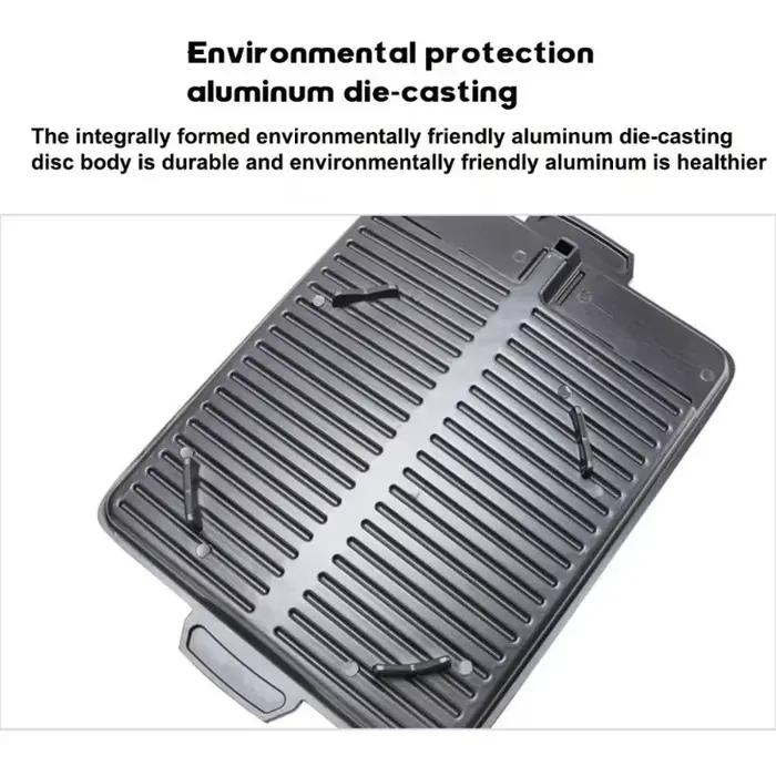 Plaque de cuisson BBQ portable 32 x 26 cm avec revêtement antiadhésif pour réchaud à gaz butane