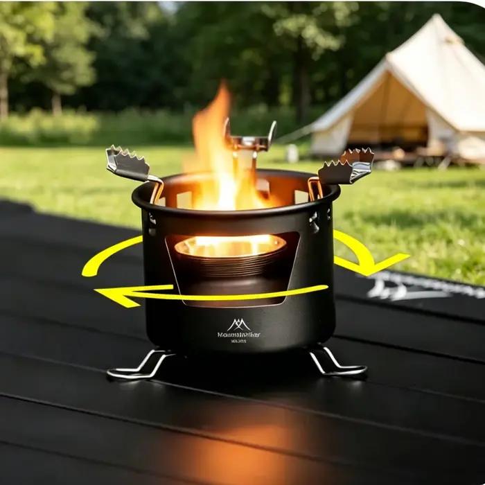Réchaud à alcool Mountainhiker pour camping en plein air, compatible liquide et solide, pour faire bouillir du thé, brûleur portable, accessoire de cuisson pour bouilloire