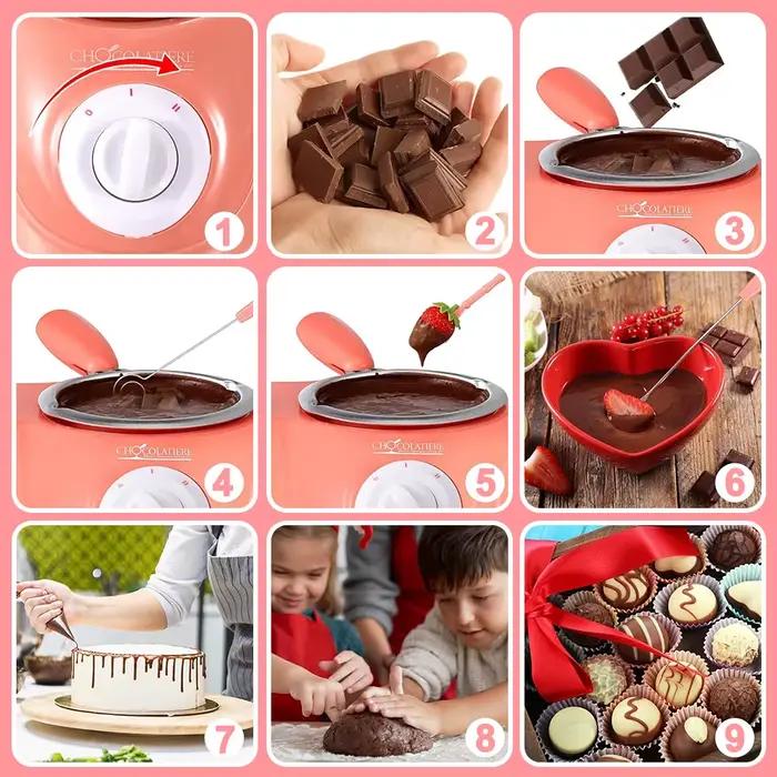 Aoresac Pot de chocolat de fusion électrique avec moule de bricolage et accessoires/adhésif pour bonbons