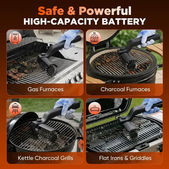 Brosse de nettoyage pour barbecue électrique à 3 vitesses