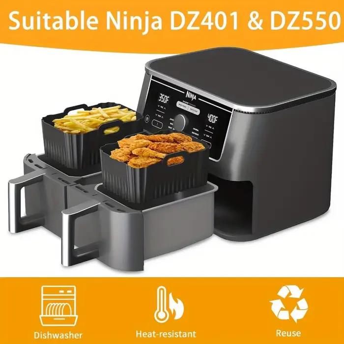 2 pièces de doublures pour friteuse à air Ninja DZ401/DZ550/DZ302 et Foodi - Antiadhésives - Plaques de cuisson en