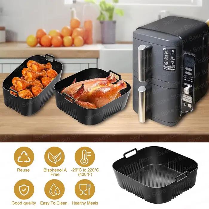 Moules de cuisson en silicone réutilisables pour friteuse à air chaud Tefal EY9018 Dual Easy Fry 5.2/3.1L Cecotec 5.5/3.5L Lakeland 5L/3L pour des plats sains et savoureux