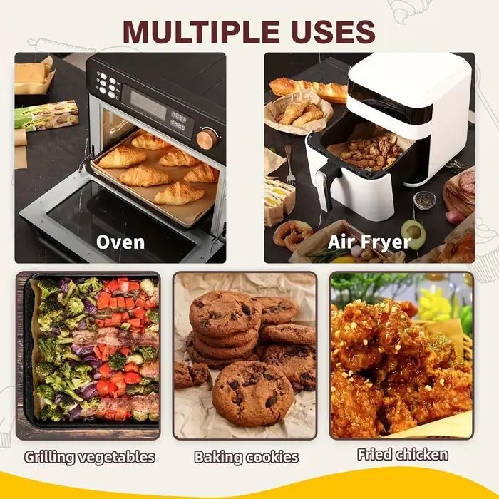 Feuilles de cuisson en papier parchemin pour four, grill, air fryer, steaming, pain et biscuits occassions spéciales cuisine durable et sans soucis