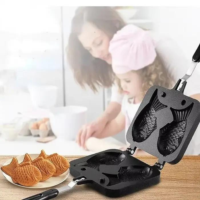 Cuisine japonaise Taiyaki Double poisson en forme de Dessert chaud gaufre gâteau fabricant casserole crêpe