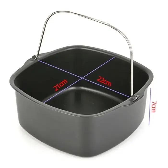 Plateau et panier de cuisson antiadhésifs pour friteuse à air moule à gâteaux multi-usage pour chips pizza et desserts occasionnels et quotidiens