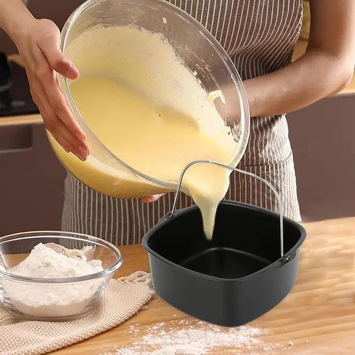 Friteuse à Air avec moules à gâteaux 7 et 8 pouces pour brownies, casatas et pizzas, antiadhésive, résistante à la chaleur, idéale pour la maison, le dortoir ou l'appartement, à offrir pour les fêtes et occasions spéciales