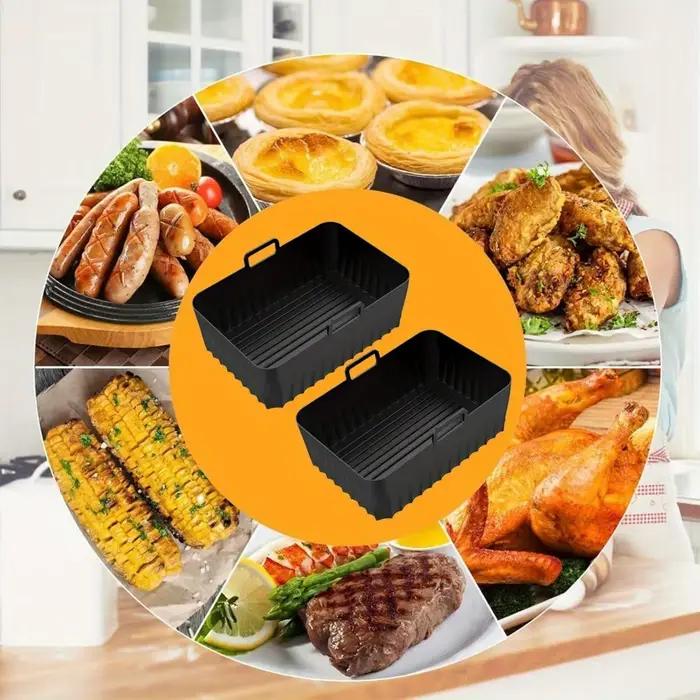 2 pièces de doublures pour friteuse à air Ninja DZ401/DZ550/DZ302 et Foodi - Antiadhésives - Plaques de cuisson en