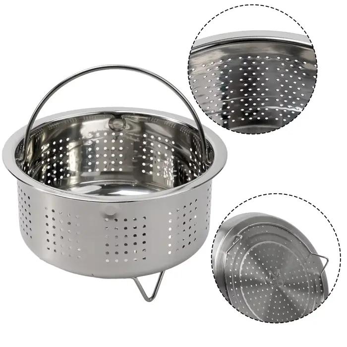Panier à vapeur en acier inoxydable pour autocuiseur, avec poignée en silicone pour légumes et viandes, pour une cuisson saine et rapide, idéal pour la maison et les occasions spéciales