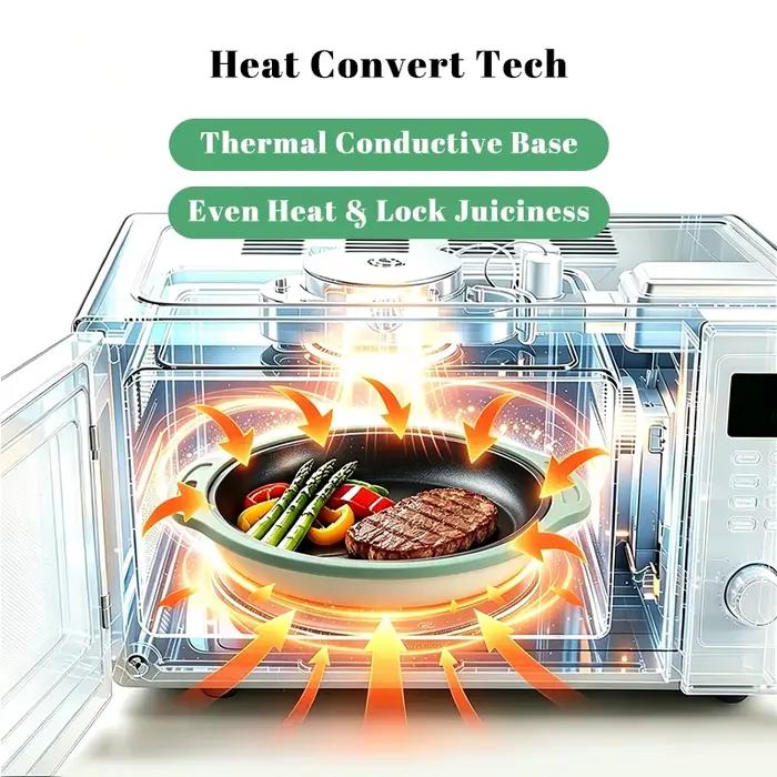 Plat à four ovale pour four à micro-ondes, spécial pour les ailes de poulet frites et rôties, les steaks, accessoire de cuisine adapté